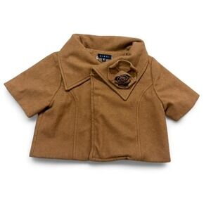 Dimri Brown wool blend cropped jacket with rose and button closure